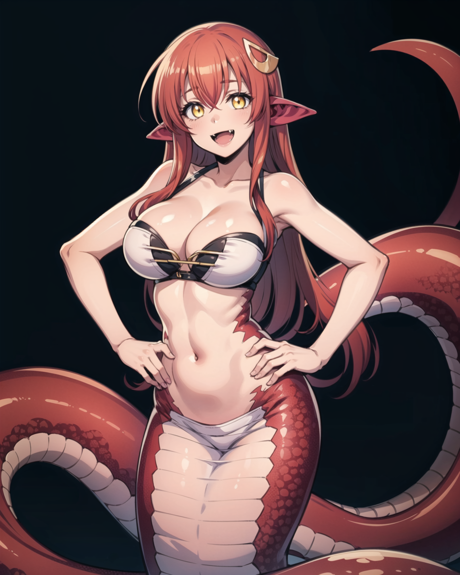 00990-784987000-_lyco_aiomonstergirls_aiov2LoraLocon_1.2_, _lora_MiiaV1.3_1.1_, 1girl, _d, breasts, cleavage, fang, food, full_body, hair_orname.png